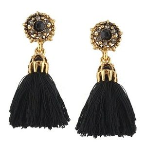 NEW TASSEL EARRINGS CREME or BLACK